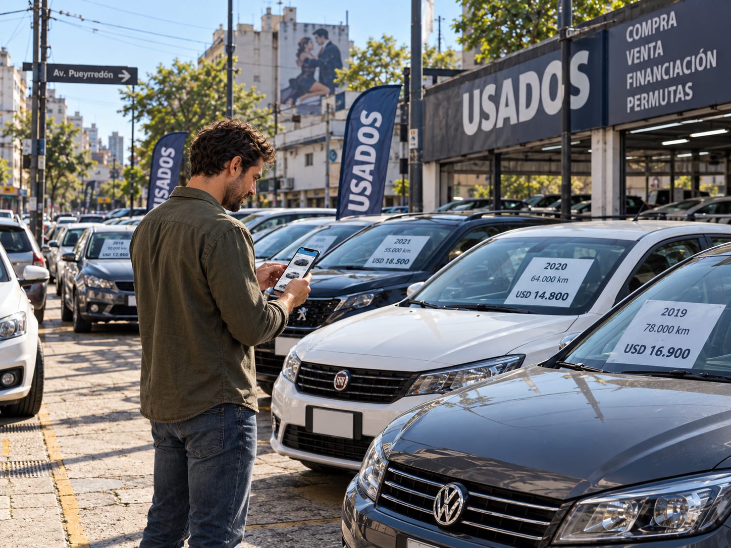 Publicaciones de autos usados con distintos precios en una concesionaria de GBA Sur